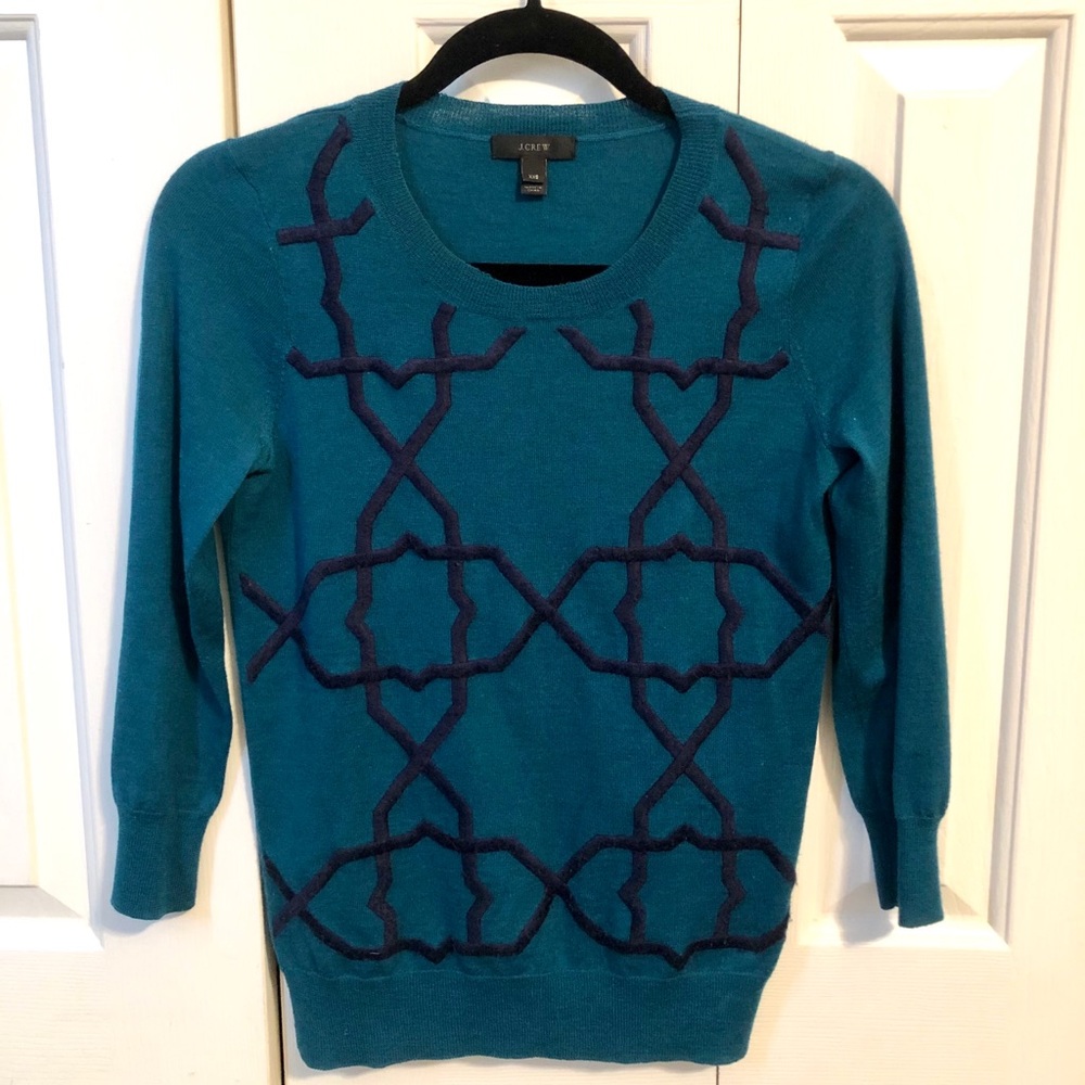 J.Crew Three-Quarter Sleeve Teal Sweater
